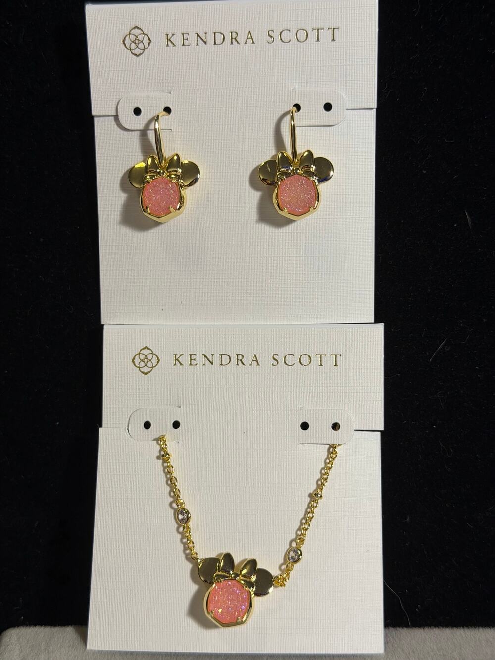 Disney | Kendra Scott Minnie Mouse Pink Drusy Necklace Earrings Set New Giftable